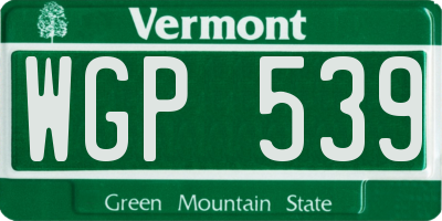 VT license plate WGP539