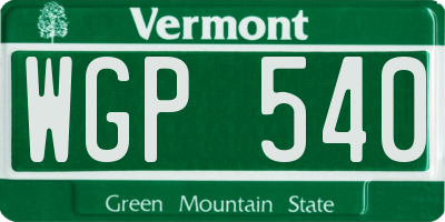 VT license plate WGP540