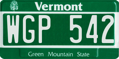 VT license plate WGP542
