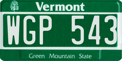 VT license plate WGP543