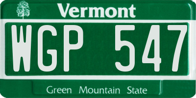 VT license plate WGP547