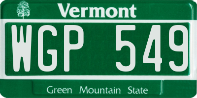 VT license plate WGP549