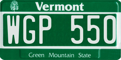 VT license plate WGP550