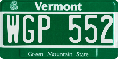 VT license plate WGP552