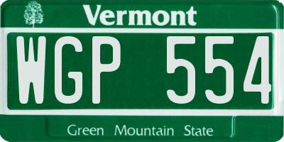 VT license plate WGP554