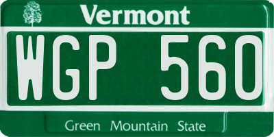 VT license plate WGP560