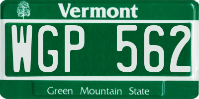 VT license plate WGP562