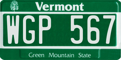 VT license plate WGP567
