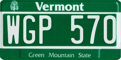 VT license plate WGP570