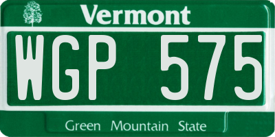 VT license plate WGP575