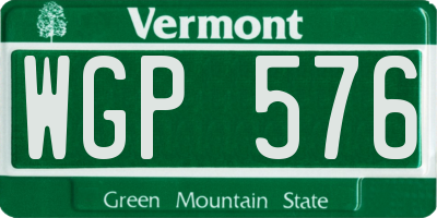 VT license plate WGP576