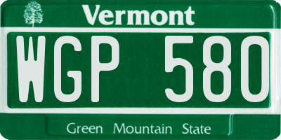 VT license plate WGP580