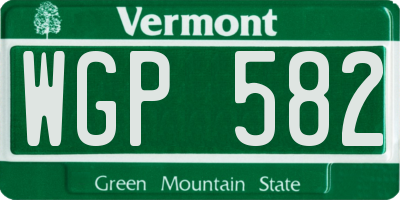 VT license plate WGP582