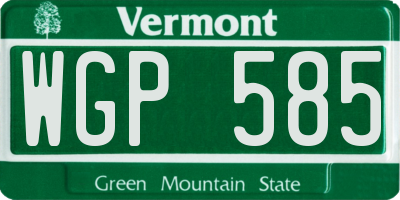 VT license plate WGP585