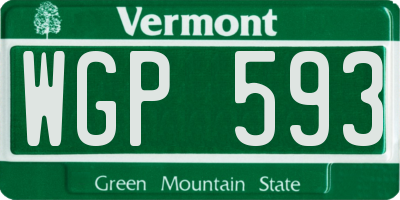 VT license plate WGP593