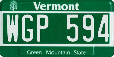 VT license plate WGP594