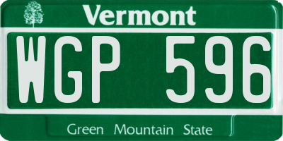 VT license plate WGP596