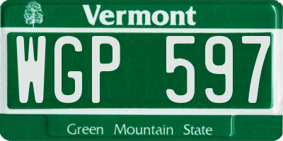 VT license plate WGP597