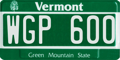 VT license plate WGP600