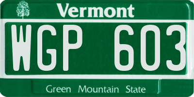 VT license plate WGP603