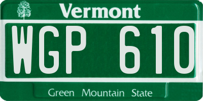 VT license plate WGP610