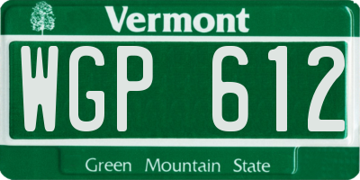 VT license plate WGP612