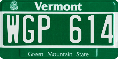 VT license plate WGP614
