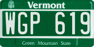 VT license plate WGP619