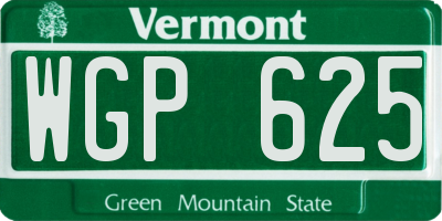 VT license plate WGP625