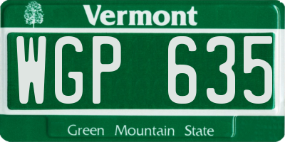 VT license plate WGP635