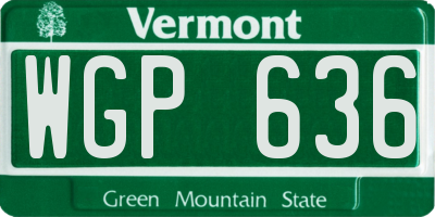 VT license plate WGP636
