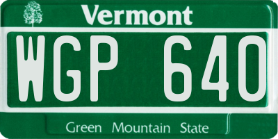VT license plate WGP640