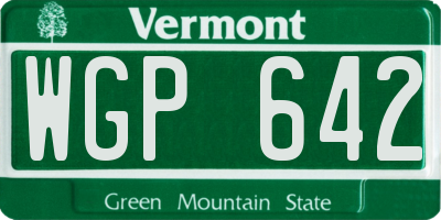 VT license plate WGP642