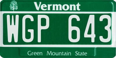 VT license plate WGP643