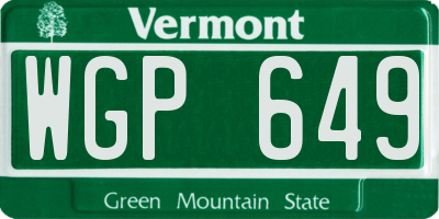VT license plate WGP649
