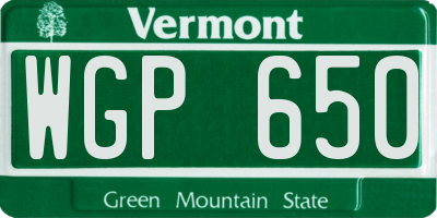 VT license plate WGP650