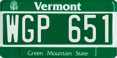 VT license plate WGP651