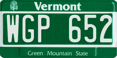 VT license plate WGP652
