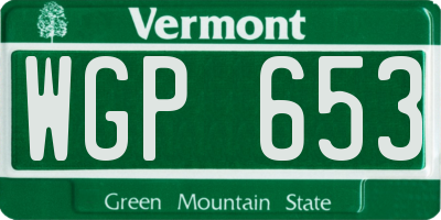 VT license plate WGP653