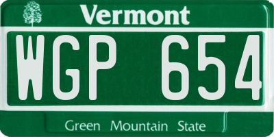 VT license plate WGP654