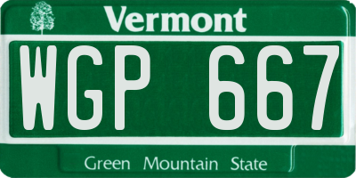 VT license plate WGP667