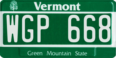 VT license plate WGP668