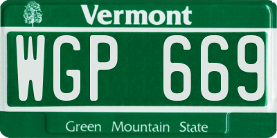VT license plate WGP669