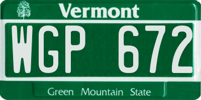 VT license plate WGP672