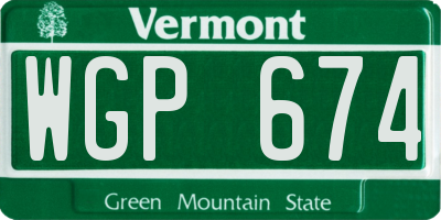 VT license plate WGP674