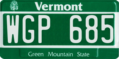VT license plate WGP685