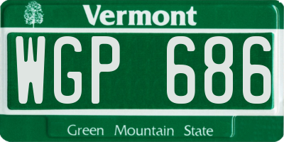 VT license plate WGP686