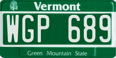 VT license plate WGP689