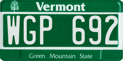 VT license plate WGP692