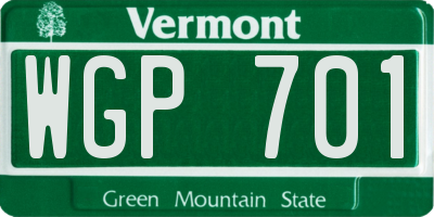 VT license plate WGP701